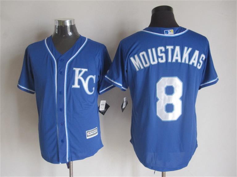 MLB Kansas City Roylas #8 Moustakas Blue Color Majestic Jersey