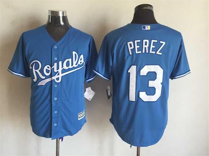 MLB Kansas City Roylas #13 Perez Blue Majestic Jersey