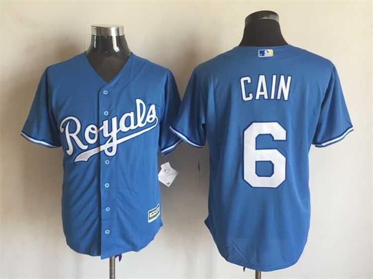 MLB Kansas City Roylas #6 Cain Blue Majestic Jersey