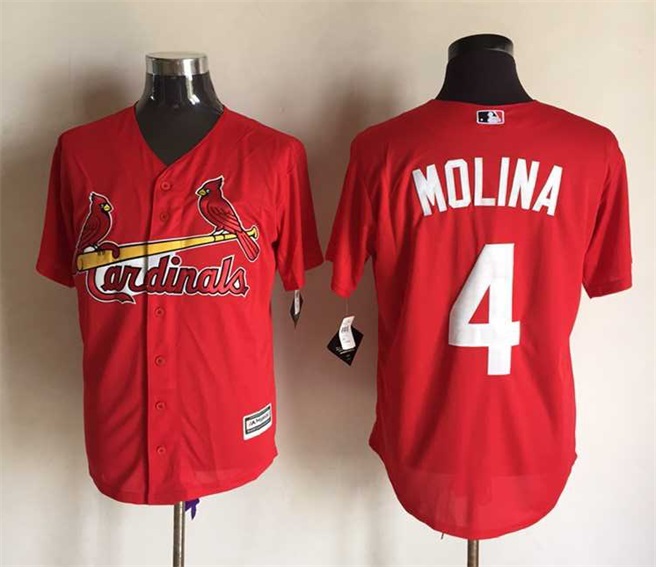 MLB St. Louis Cardinals #4 Molina Red Majestic Jersey