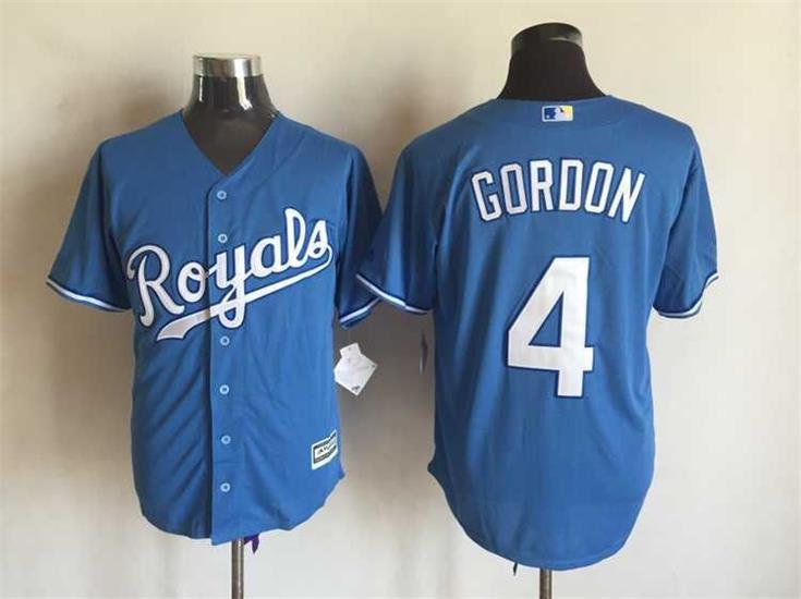 MLB Kansas City Roylas #4 Gordon Blue Majestic Jersey