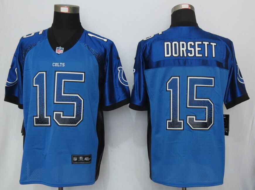 NEW Nike Indianapolis Colts 15 Dorsett Drift Fashion Blue Elite Jerseys