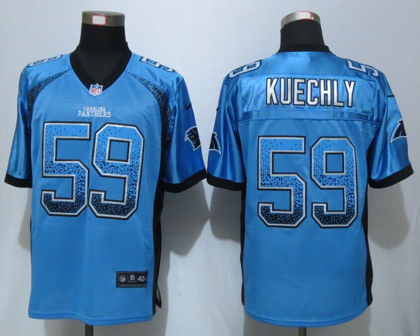 NEW Nike Carolina Panthers 59 Kuechly Drift Fashion Blue Elite Jerseys