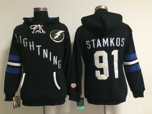 NHL Tampa Bay Lightning #91 Stamkos Black Women Hoodie
