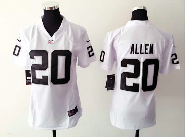 Nike Oakland raiders #20 Allen Womens White Jersey