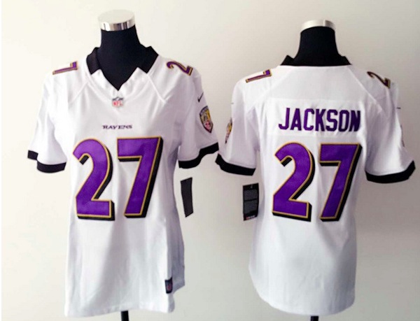 Womens Nike Baltimore Ravens #27 Jackson White Jersey