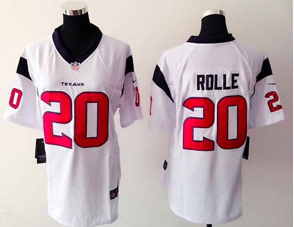 Womens Houston Texans #20 Rolle White Jersey
