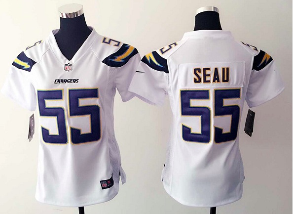 Women San Diego Chargers #55 Seau White Jersey
