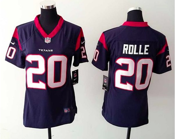 Womens Houston Texans #20 Rolle Blue Jersey