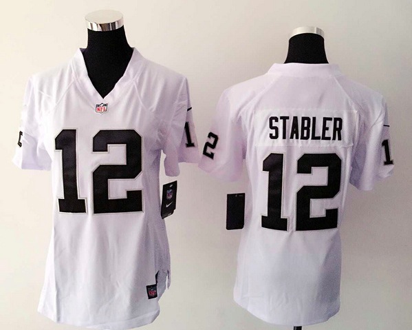 Nike Oakland raiders #12 Stabler Womens White Jersey