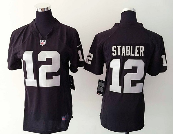 Nike Oakland raiders #12 Stabler Womens Black Jersey