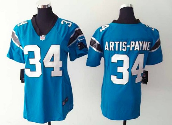 Womens Nike Carolina Panthers #34 Artis-Payne Blue Jersey