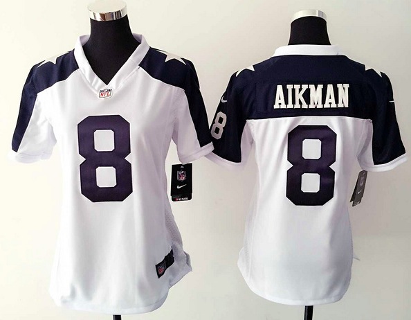 Womens Nike Dallas Cowboys #8 Aikman Thanksgiving White Jersey