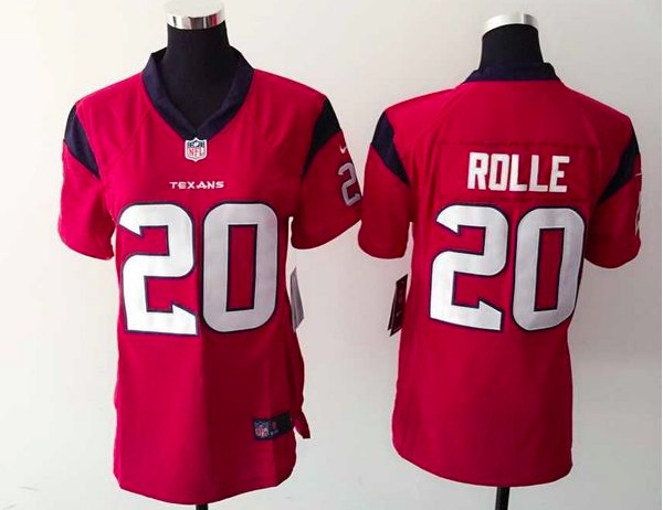 Womens Houston Texans #20 Rolle Red Jersey