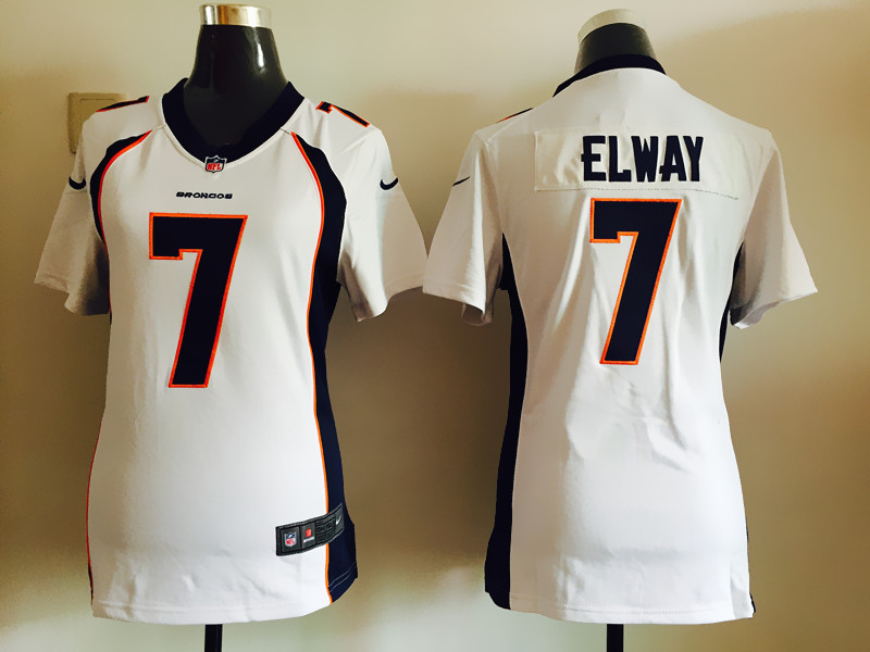 Nike Denver Broncos #7 Elway Women White Jersey