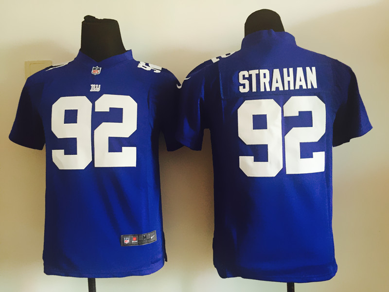 Nike New York Giants #92 Strahan Blue Kids Jersey