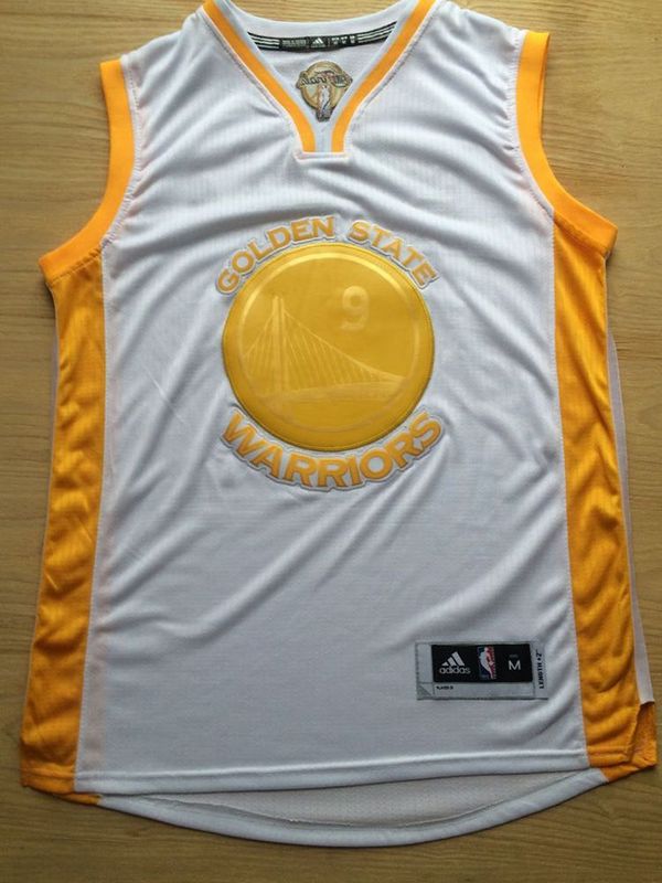 NBA Golden State Warriors #9 Iguodala White Gold Number Jersey