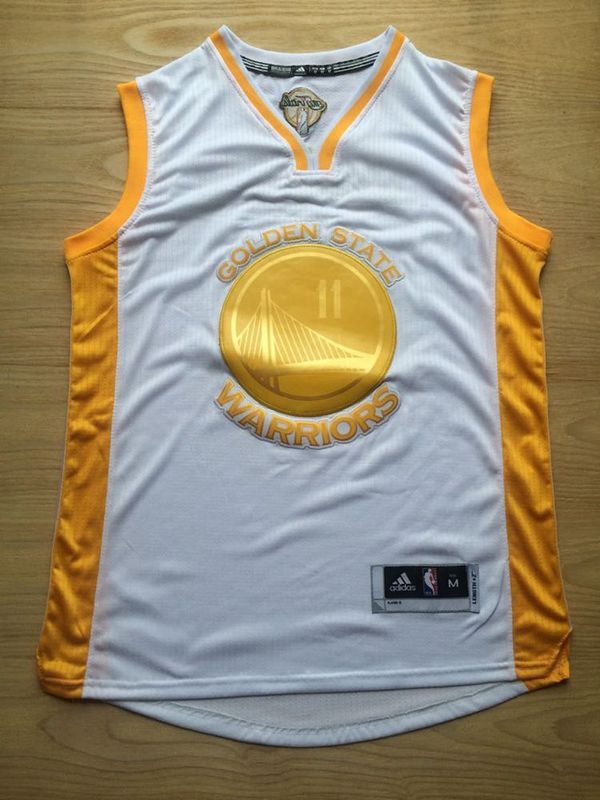 NBA Golden State Warriors #11 Thompson White Gold Number Jersey