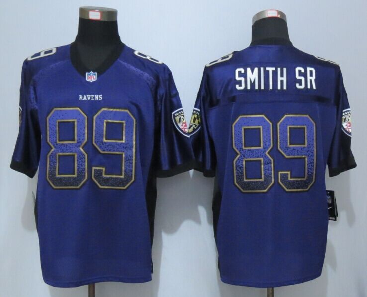 NEW Nike Baltimore Ravens 89 Smith sr Drift Fashion Purple Elite Jerseys