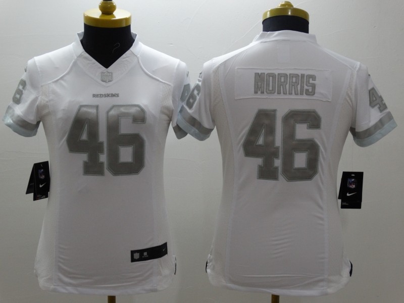 Nike Washington Redskins #46 Morris  White Womens Platinum Jersey