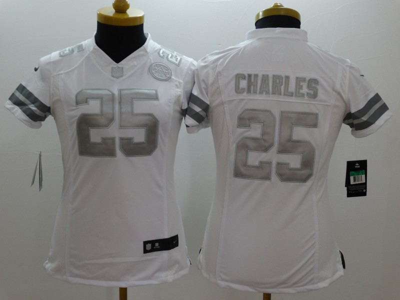 Nike Kansas City Chiefs #25 Charles White Womens Platinum Jersey