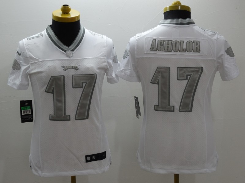 Nike Philadelphia Eagles #17 Agholor White Womens Platinum Jersey