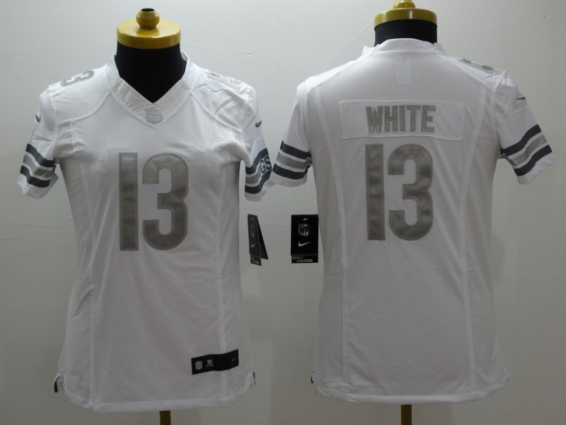 Nike Chicago Bears #13 White White Womens Platinum Jersey