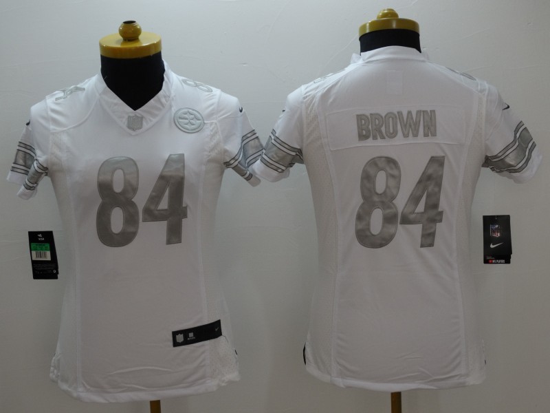 Nike Pittsburgh Steelers #84 Brown White Womens Platinum Jersey