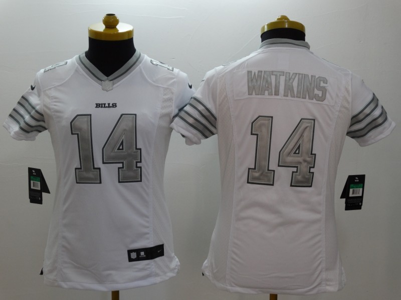 Nike Buffalo Bills #14 Watkins White Womens Platinum Jersey