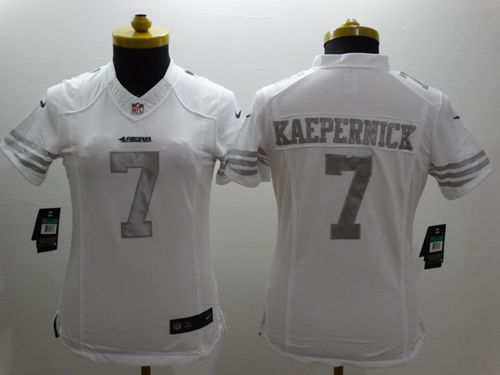 Nike San Francisco 49ers #7 Colin Kaepernick White Womens Platinum Jersey