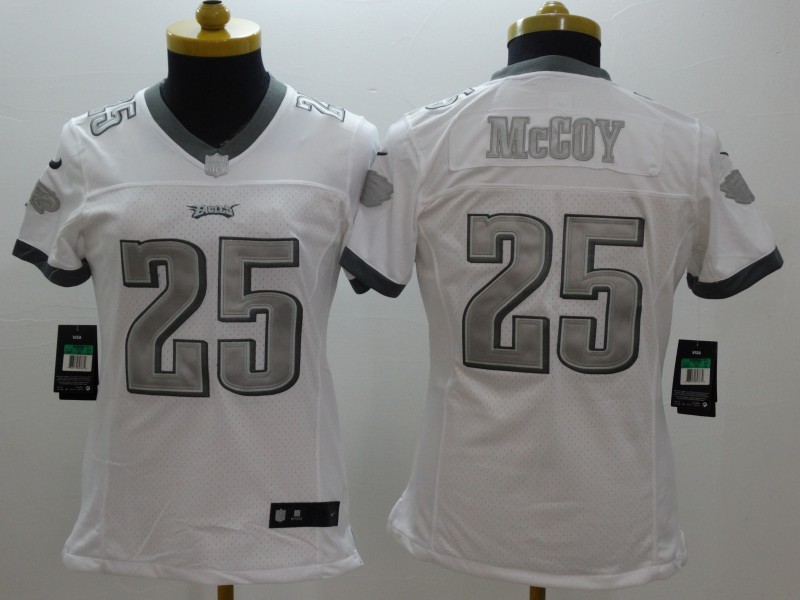 Nike Philadelphia Eagles #25 McCoy White Womens Platinum Jersey