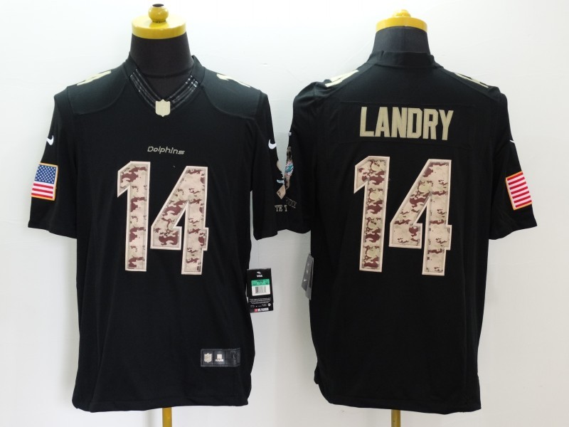 Nike Miami Dolphins #14 Landry Black Salute TO Service Jersey