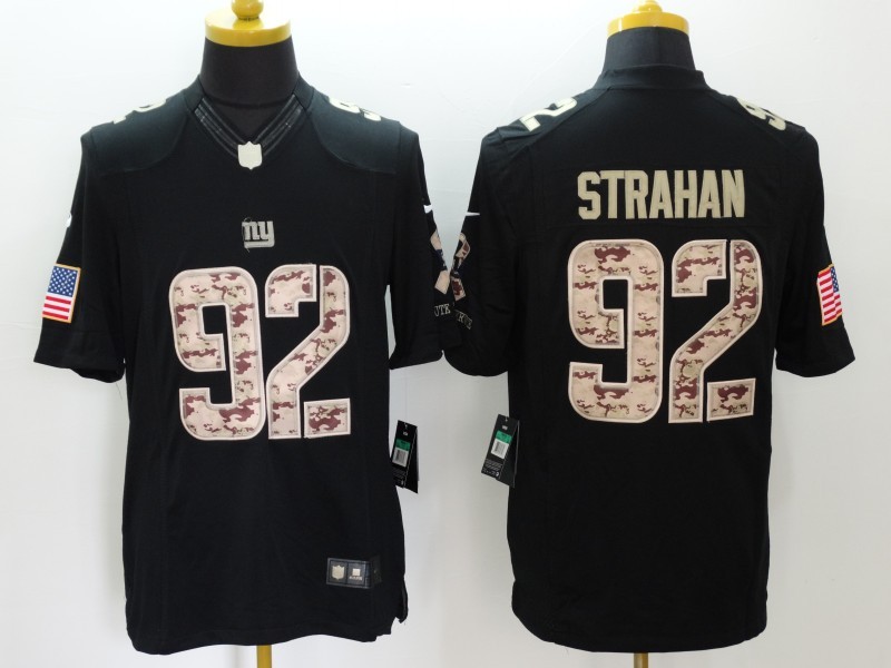 Nike New York Giants #92 Strahan Black Salute TO Service Jersey