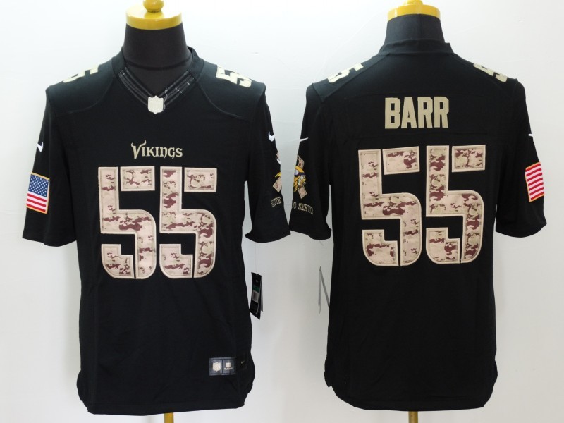 Nike Minnessota Vikings #55 Barr Black Salute TO Service Jersey