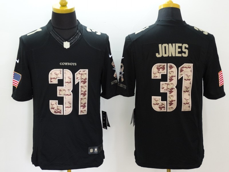 Nike Dallas Cowboys #31 Jones Black Salute TO Service Jersey