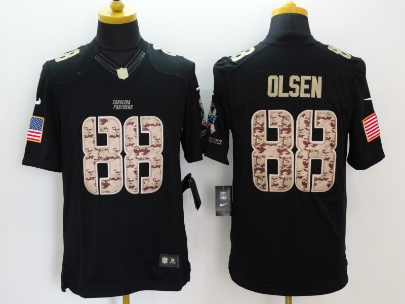 Nike Carolina Panthers #88 Olsen Black Salute TO Service Jersey