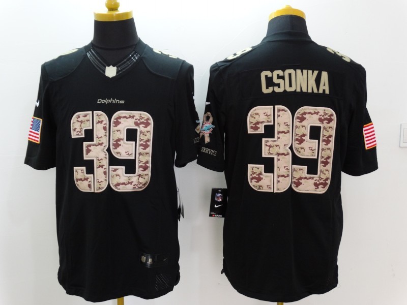 Nike Miami Dolphins #39 Csonka Black Salute TO Service Jersey