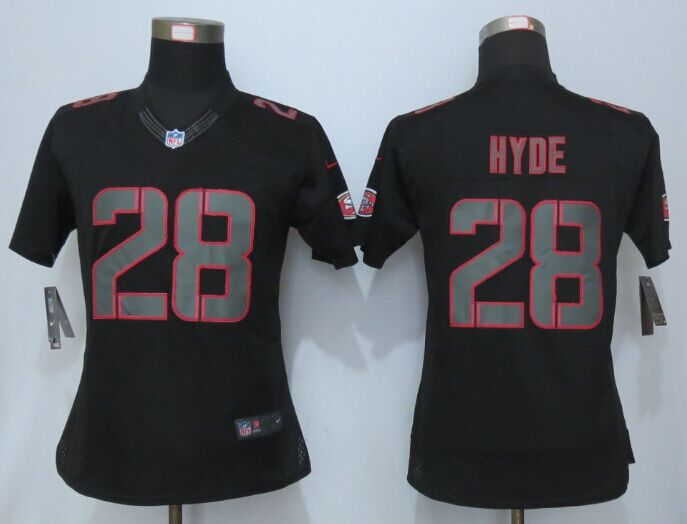 Women New Nike San Francisco 49ers 28 Hyde Impact Limited Black Jersey