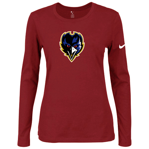 Nike Baltimore Ravens Womens Of The City Long Sleeve Tri-Blend T-Shirt - Red 2