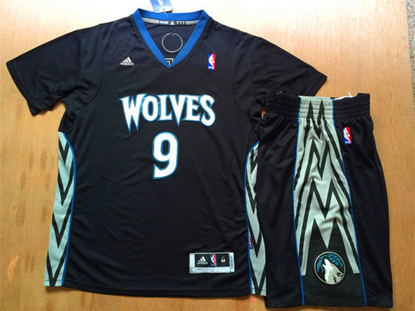 NBA Minnesota Timberwolves #9 Rubio Black Short-Sleeve Jersey Suit