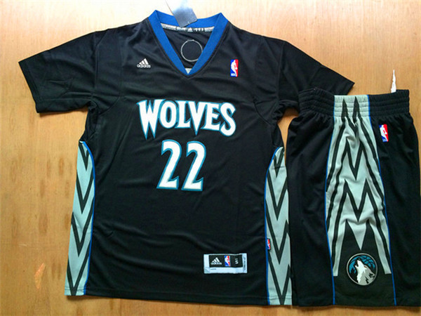NBA Minnesota Timberwolves #22 Wiggins Black Short-Sleeve Jersey Suit