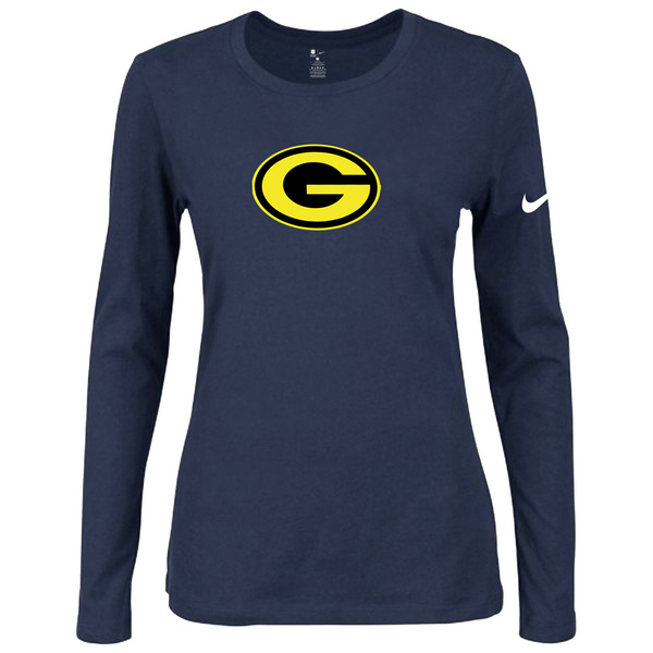 Nike Green Bay Packers Womens Of The City Long Sleeve Tri-Blend T-Shirt - D.Blue 2