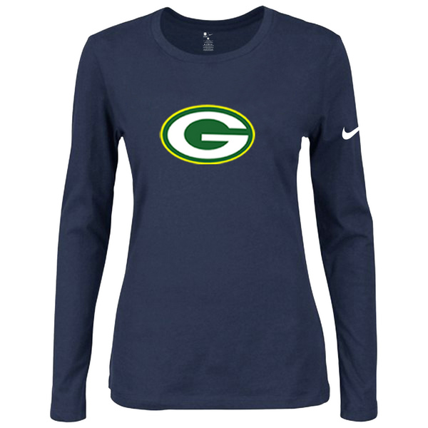 Nike Green Bay Packers Womens Of The City Long Sleeve Tri-Blend T-Shirt - D.Blue