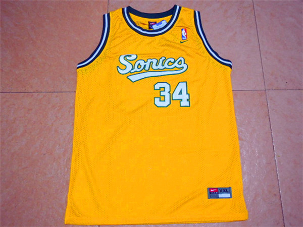 2015 NBA Seattle Supersonics #34 Allen Yellow Jersey