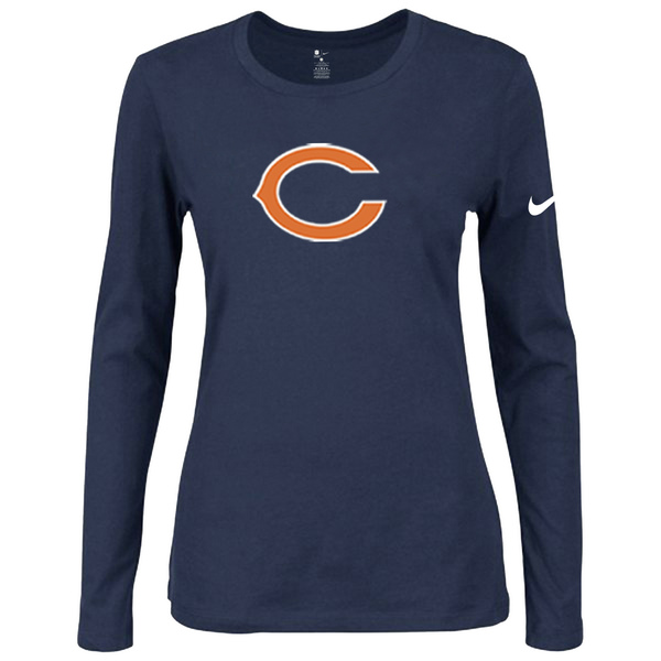 Nike Chicago Bears Womens Of The City Long Sleeve Tri-Blend T-Shirt - D.Blue