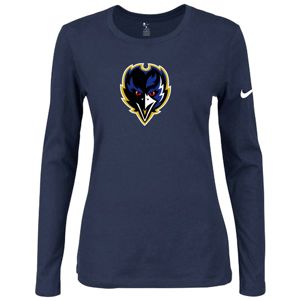 Nike Baltimore Ravens Womens Of The City Long Sleeve Tri-Blend T-Shirt - D.Blue 2