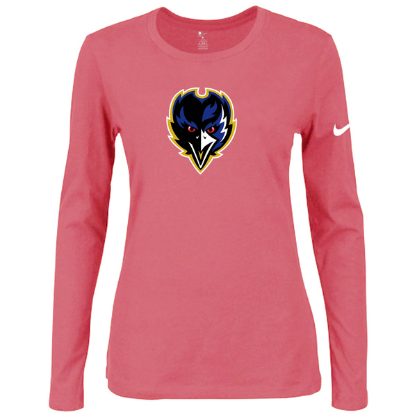 Nike Baltimore Ravens Womens Of The City Long Sleeve Tri-Blend T-Shirt - Pink 2