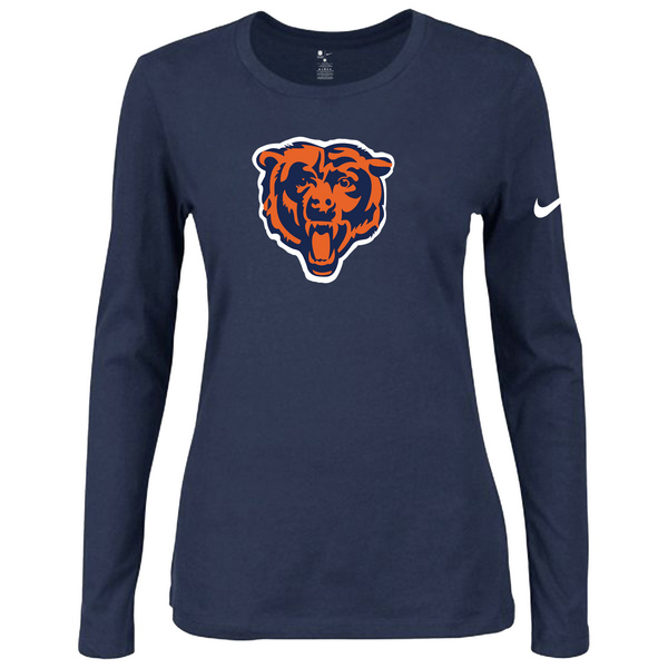 Nike Chicago Bears Womens Of The City Long Sleeve Tri-Blend T-Shirt - D.Blue 2
