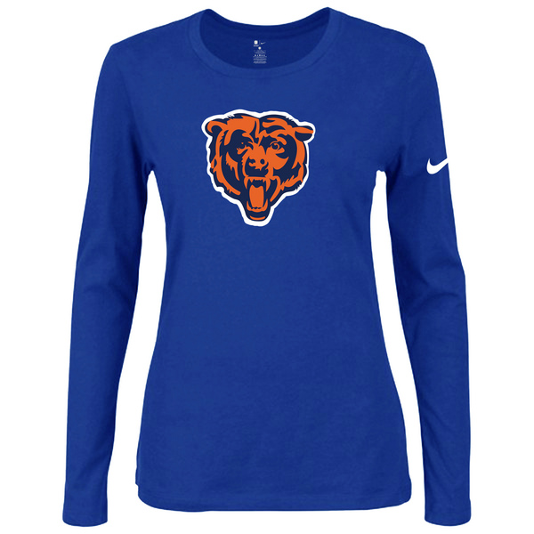 Nike Chicago Bears Womens Of The City Long Sleeve Tri-Blend T-Shirt - Blue 2