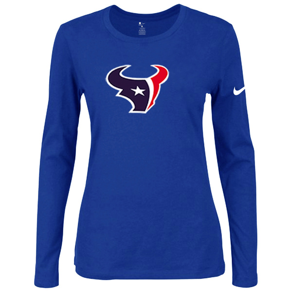 Nike Houston Texans Womens Of The City Long Sleeve Tri-Blend T-Shirt - Blue